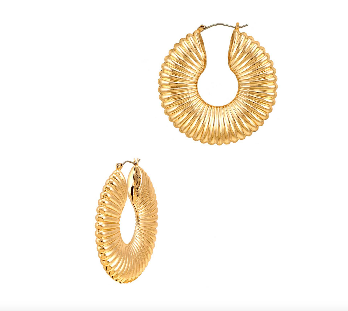 Gold Metal Scalloped Hoops