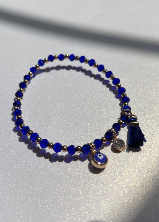 Evil Eye Charm Bracelet - Blue/Gold