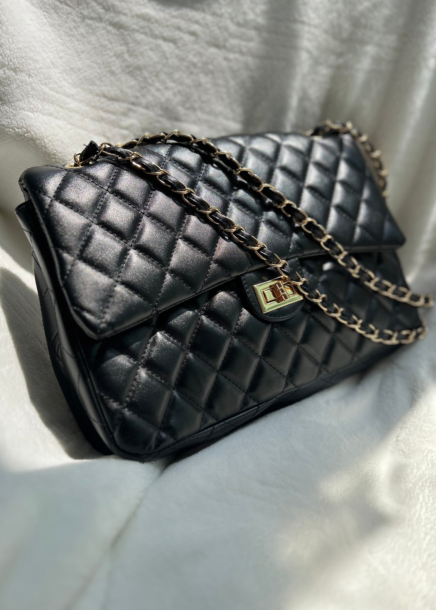 Black Quilted Bag - Large