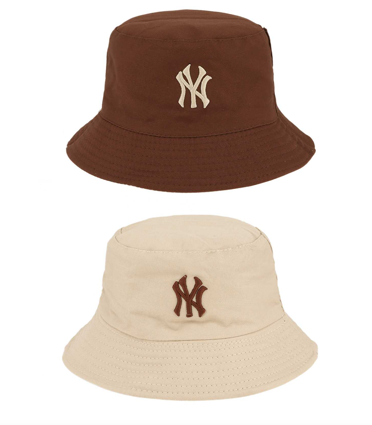 NY REVERSIBLE BUCKET HAT - KHAKI/BROWN