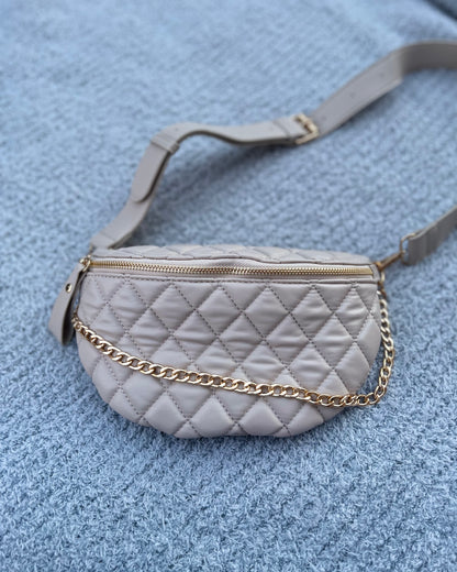 QUILTED FANNY PACK - BEIGE