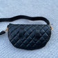 QUILTED FANNY PACK - BLACK