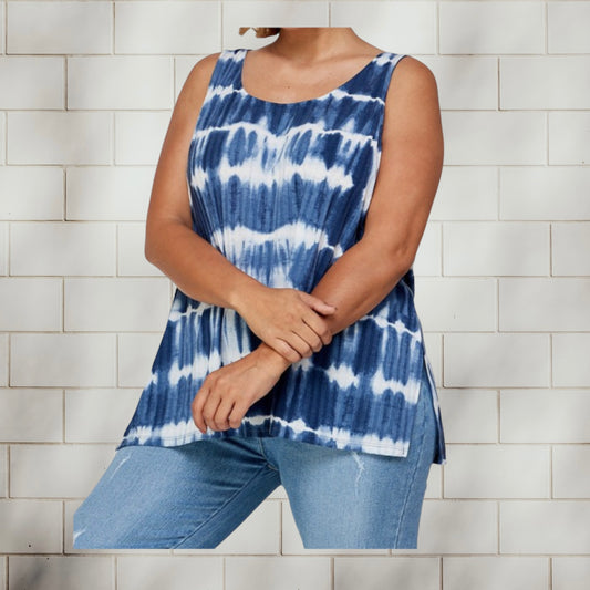 KAREN TOP - NAVY TIE-DYE (PLUS)